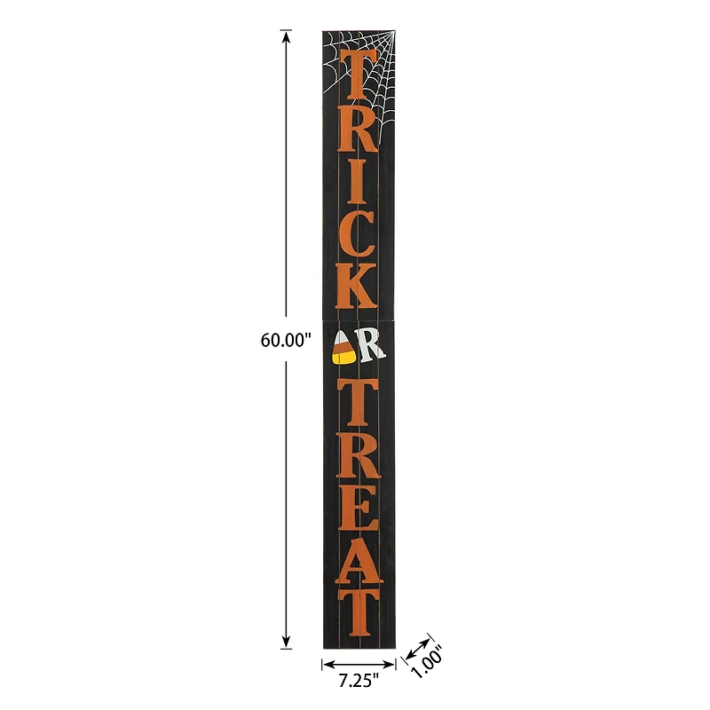 Glitzhome® Orange & Black Wooden Trick or Treat Porch Sign