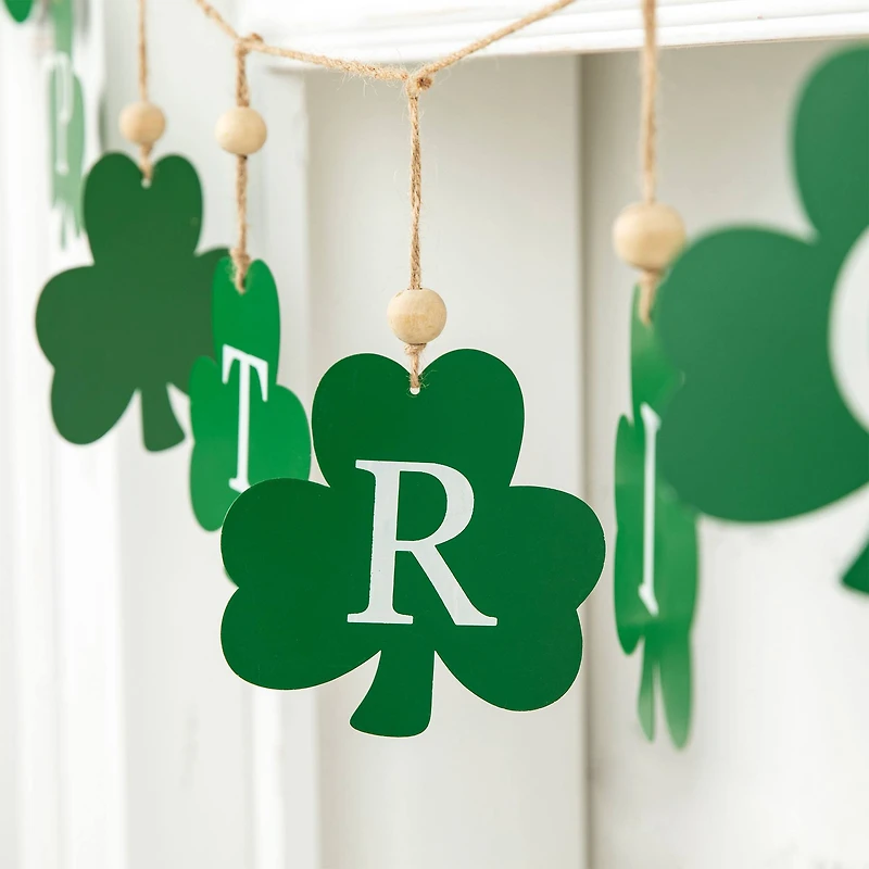 Glitzhome® St. Patrick's Metal Shamrocks Garland