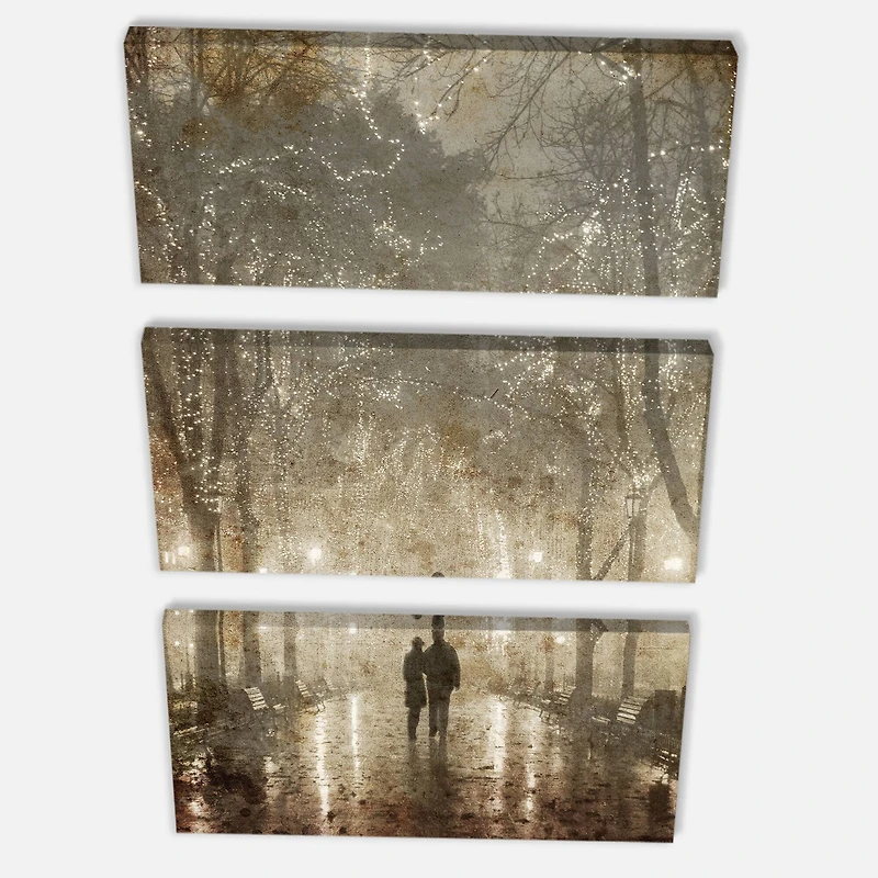 Designart - Couple Walking in Night Lights