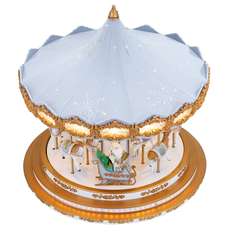 90th Anniversary Collection 17" Ice Blue Animated & Musical LED Crystal Carousel Accent