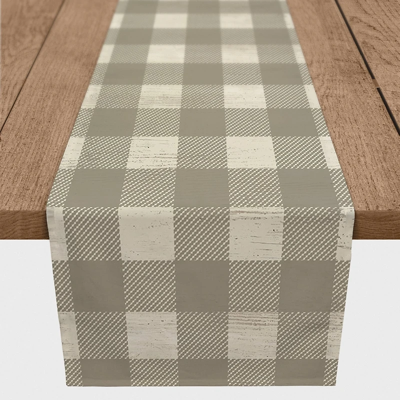 72" Taupe Buffalo Check Cotton Twill Runner