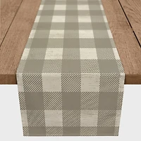72" Taupe Buffalo Check Cotton Twill Runner