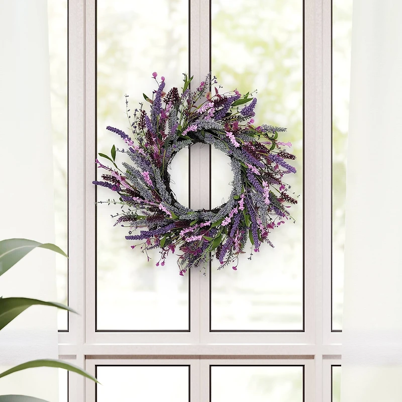 24" Artificial Lavender Floral Spring Wreath