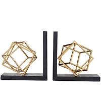 The Novogratz 8" Gold Stainless Steel Overlapping Cube Geometric Bookends with Black Bases Set