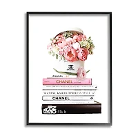 Stupell Industries Pink Florals in Hat Box Glam Fashion Books in Frame Wall Art