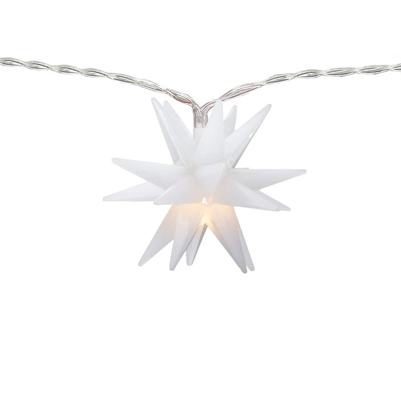 10-Count LED White Star Christmas Fairy Lights 5.25ft Copper Wire