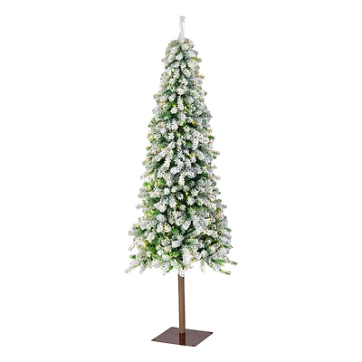 6.5ft. Pre-Lit Snowy Grand Alpine Slim Artificial Christmas Tree, Clear Lights