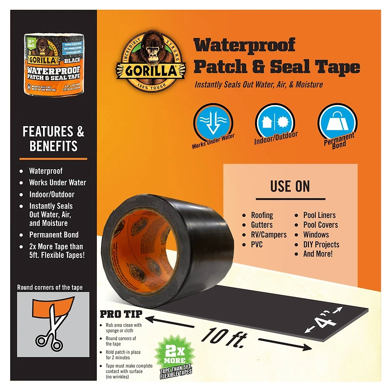 Gorilla® Waterproof Patch & Seal Tape