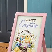 Glitzhome® 23.75" Easter Wooden Chicks Easel Porch Sign