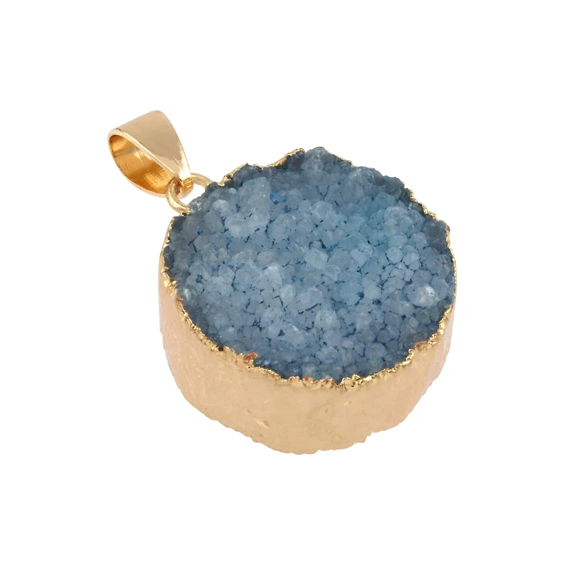 Dyed Druzy Quartz Round Pendant by Bead Landing