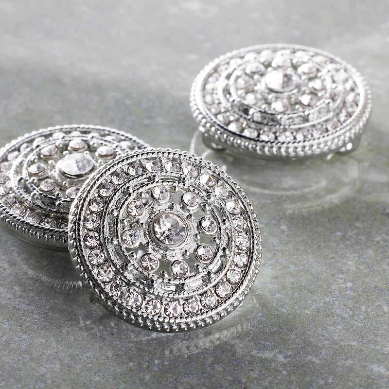 Rhodium with Clear Rhinestone Round Slider Beads, 23mm by Bead Landing™