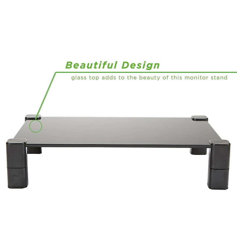 Mind Reader Black 4 Leg Glass Desktop Monitor Stand
