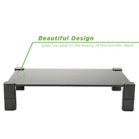 Mind Reader Black 4 Leg Glass Desktop Monitor Stand