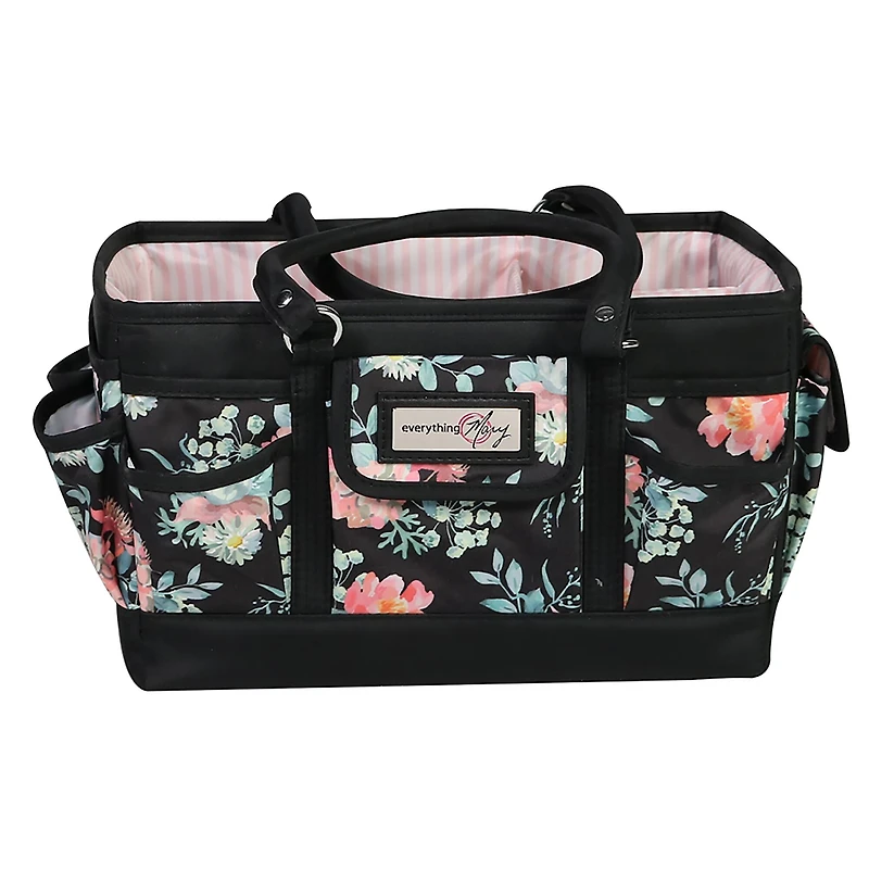Everything Mary Black & Floral Deluxe Store & Tote Craft Organizer