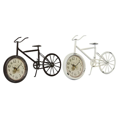 12" Metal Country Cottage Bicycle Clock Set