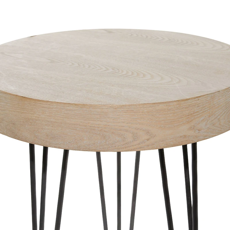 Brown Wood & Metal Modern Accent Table