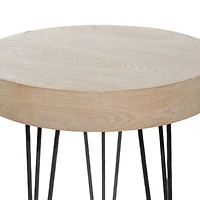 Brown Wood & Metal Modern Accent Table