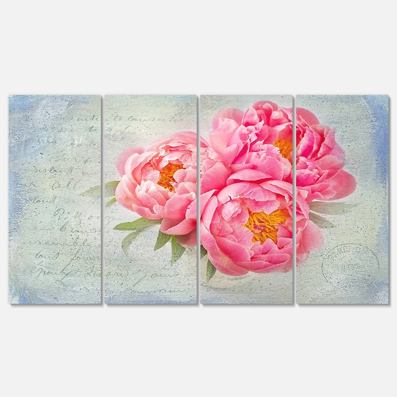 Designart - Pink Peony Flowers in White Vase