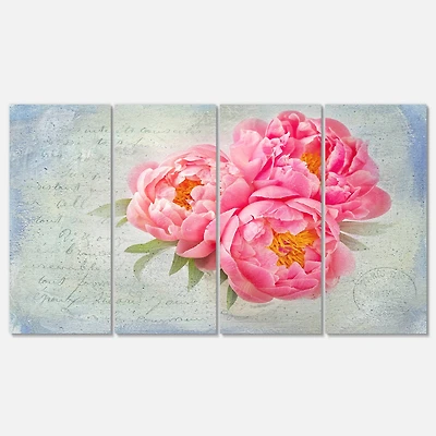 Designart - Pink Peony Flowers in White Vase