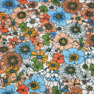 Fabric Merchants Retro Floral Double Brushed Stretch Fabric