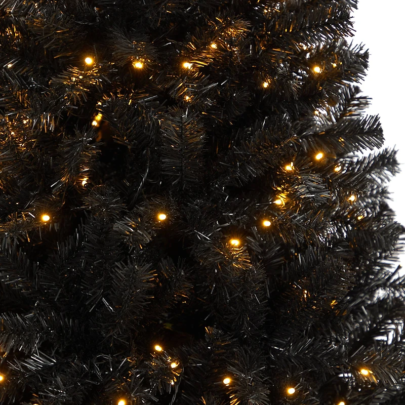 6ft. Pre-Lit Black Artificial Christmas Tree, Clear LED Lights
