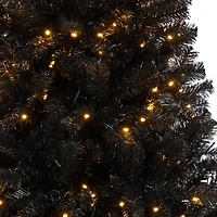 6ft. Pre-Lit Black Artificial Christmas Tree, Clear LED Lights