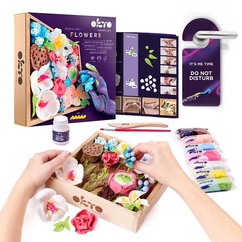 OKTO DIY Wood & Craft Romance Flowers Clay Kit