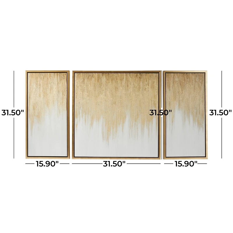 Gold Canvas Ombre Geode Framed Wall Art with Gold Frame Set of 3 32", 16", 16"