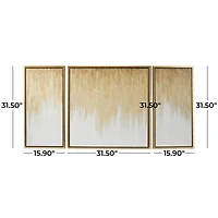 Gold Canvas Ombre Geode Framed Wall Art with Gold Frame Set of 3 32", 16", 16"