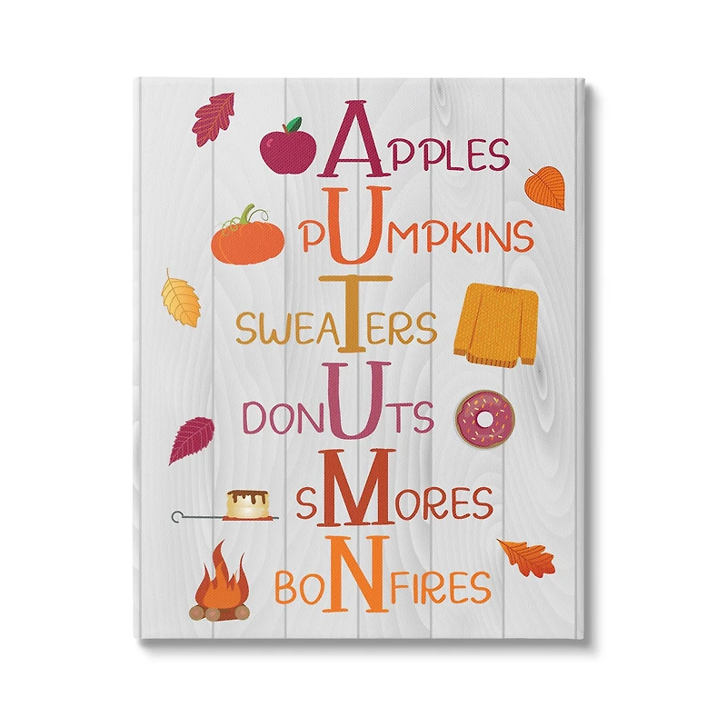 Stupell Industries Autumn Letters Seasonal Words Canvas Wall Art