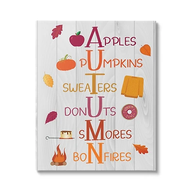 Stupell Industries Autumn Letters Seasonal Words Canvas Wall Art