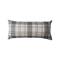 Hello Honey® 36" x 16" Brown, Gray & Natural Plaid Brushed Flannel Lumbar Pillow