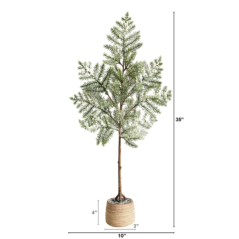 3ft. Unlit Frosted Pine Artificial Christmas Tree in Decorative Planter