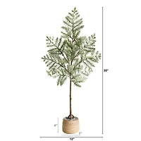 3ft. Unlit Frosted Pine Artificial Christmas Tree in Decorative Planter