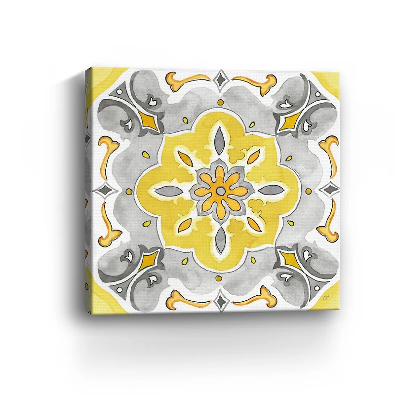 Jewel Medallion Yellow Gray III Canvas Giclee