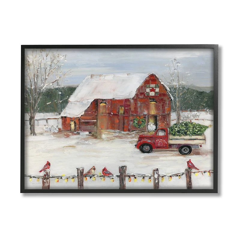 Stupell Industries Holiday Barn Winter Scene Framed Giclee Art