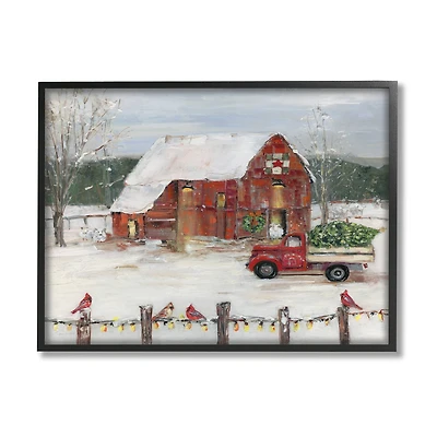 Stupell Industries Holiday Barn Winter Scene Framed Giclee Art