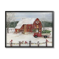 Stupell Industries Holiday Barn Winter Scene Framed Giclee Art