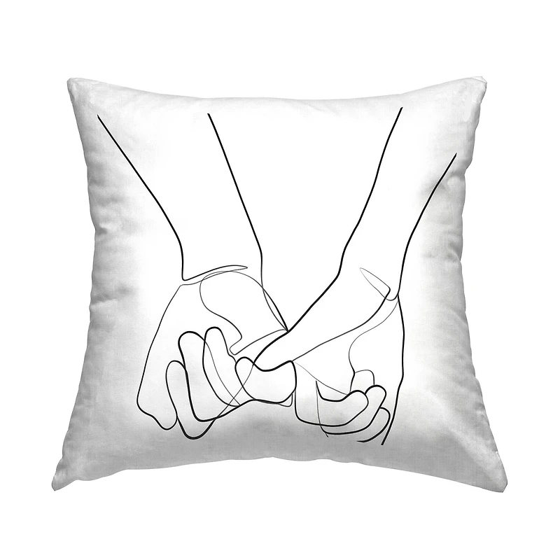 Stupell Industries Fluid Line Abstract Couple Holding Hands Black White Throw Pillow 18" x 18"