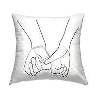 Stupell Industries Fluid Line Abstract Couple Holding Hands Black White Throw Pillow 18" x 18"