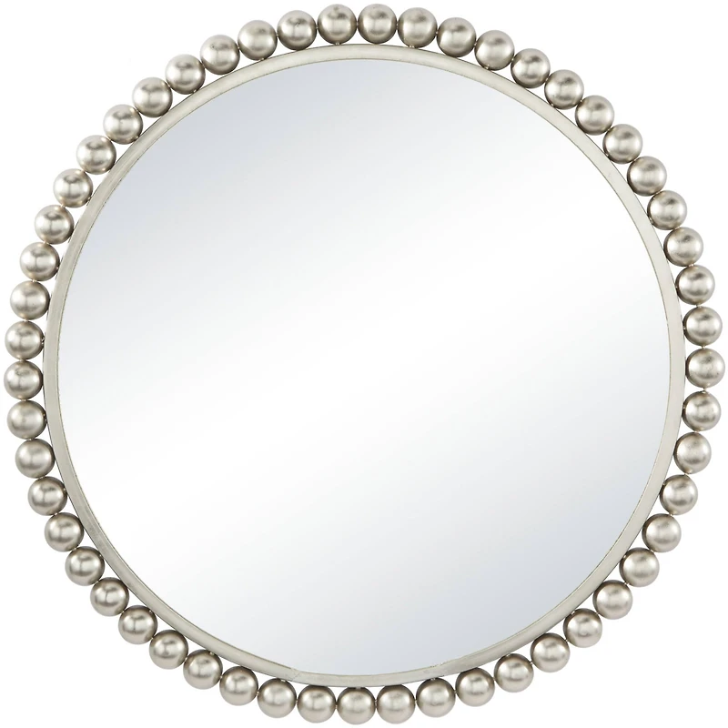 CosmoLiving by Cosmopolitan Silver Metal Wall Mirror with Bead Detailing 36" x 1" x 36"