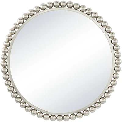 CosmoLiving by Cosmopolitan Silver Metal Wall Mirror with Bead Detailing 36" x 1" x 36"