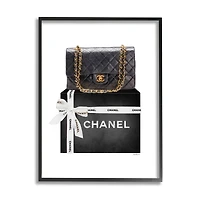 Stupell Industries Black Quilted Purse on Bold Glam Bow Box Framed Wall Art