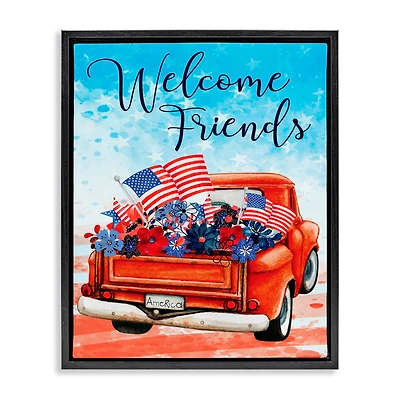 Stupell Industries Welcome Friends Americana Pickup Truck Floater Framed Art