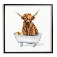 Stupell Industries Shaggy Country Cattle in Bathtub Rubber Duck Framed Wall Art
