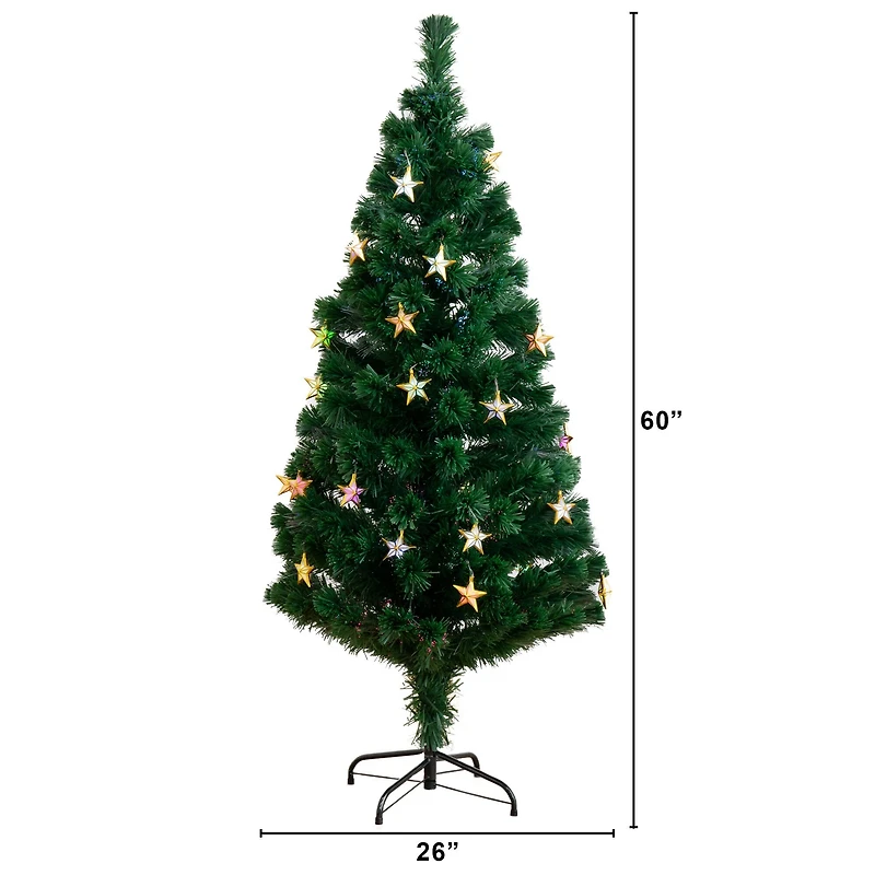 5ft. Fiber Optic Star-Shaped LED Lights Pine Artificial Christmas Tree