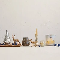 Hello Honey® 8" Silver Antique Embossed Mercury Glass Tree with Wood Base