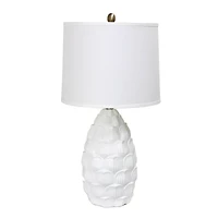Elegant Designs White Table Lamp with Fabric Shade