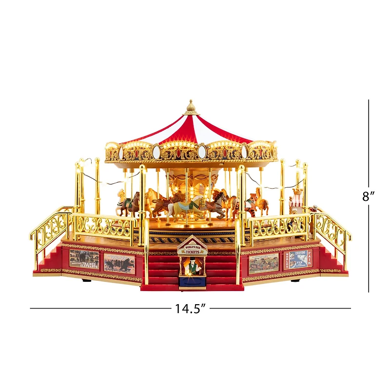 90th Anniversary Collection 8" Animated & Musical LED World's Fair Boardwalk Carouse Accent