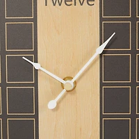 9" Black Geometric Open Frame Square Clock with Grid Pattern